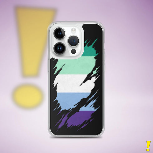 Gay Male Pride Flag Ripped Reveal Clear Case for iPhone®